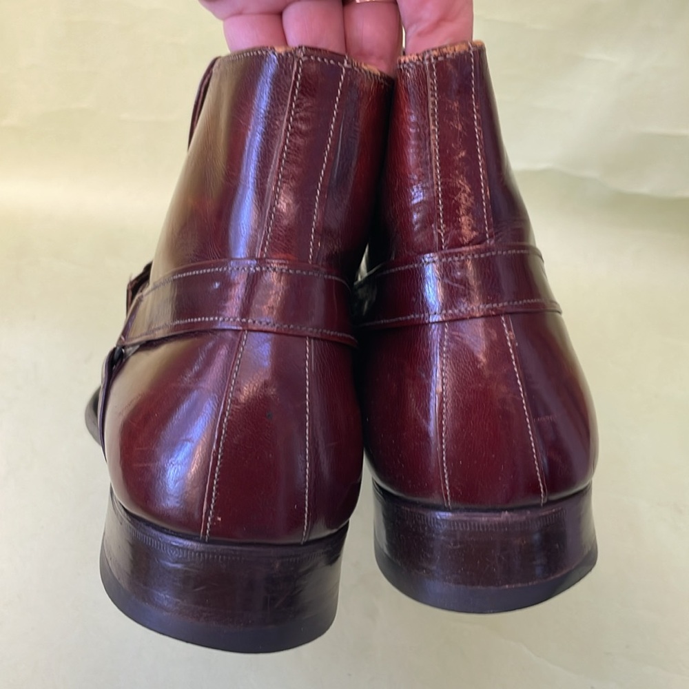 Vintage deep reddish brown all leather booties - Picture 14 of 16